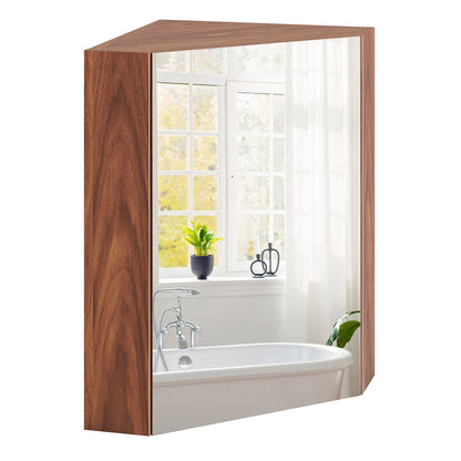 Corner Medicine Cabinet With Mirror, Adjustable Shelf, Brown Wall Mirrors at Gallery Canada