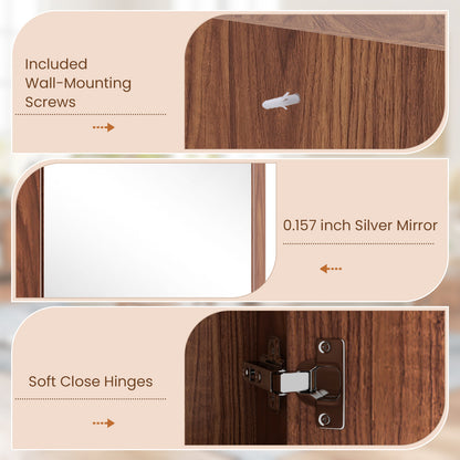 Corner Medicine Cabinet With Mirror, Adjustable Shelf, Brown Wall Mirrors at Gallery Canada