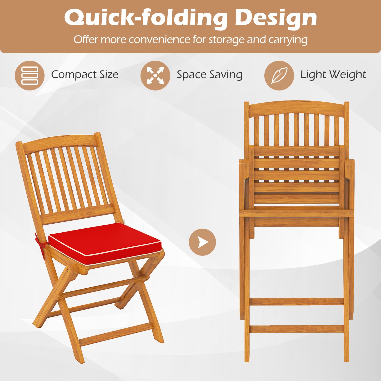 Outdoor Folding Chairs With Seat Cushions, Set Of 2, Red Patio Dining Chairs at Gallery Canada