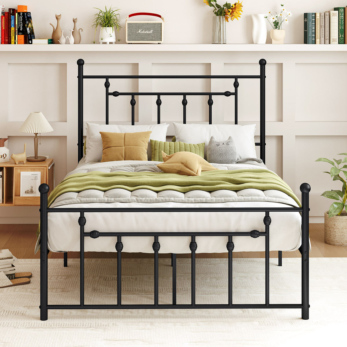 Heavy Duty Metal Bed Frame, Full Size, With Headboard, Black Simple Bed Frame at Gallery Canada
