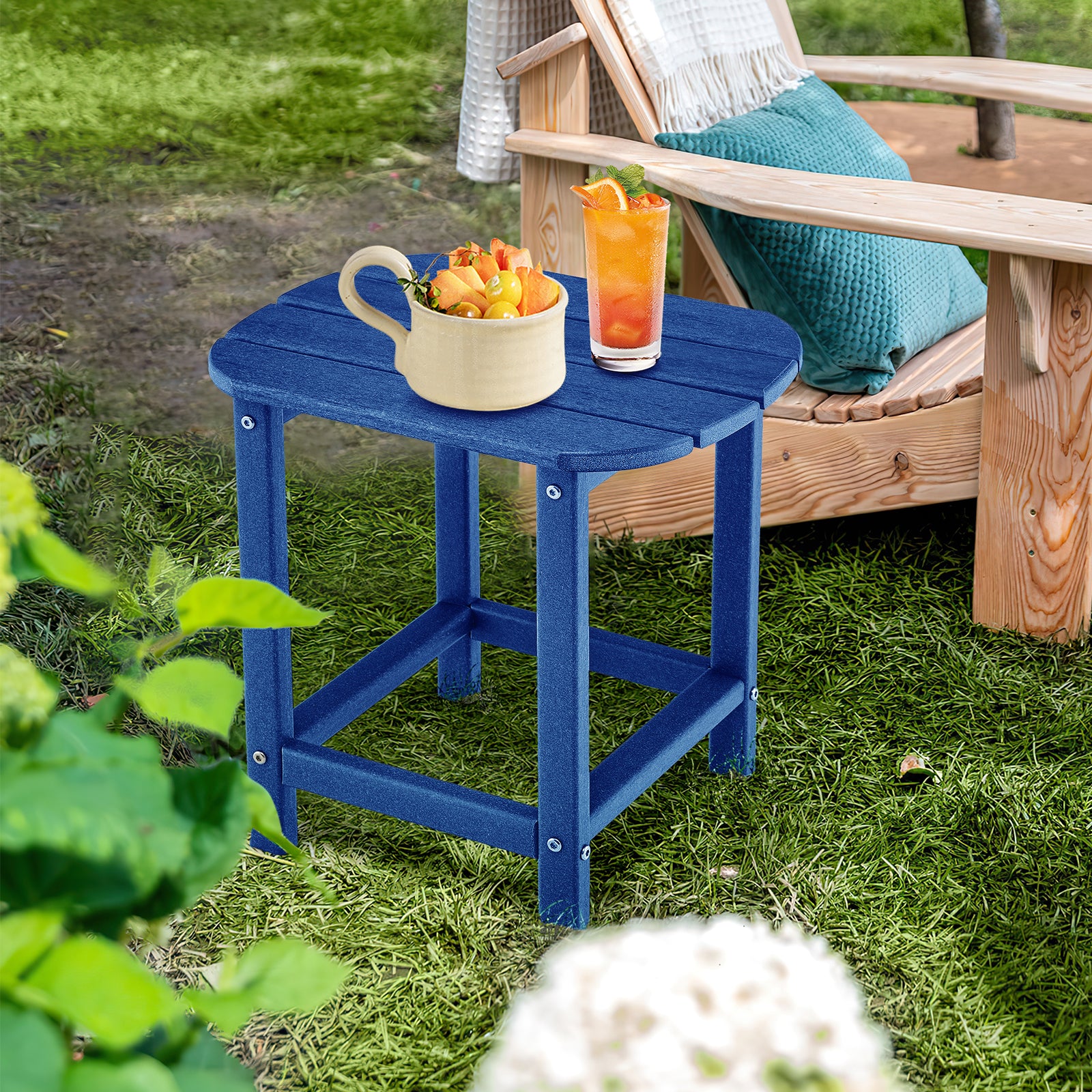 18 Inches Adirondack Outdoor Side Table, 2-Piece Set, Navy Patio Coffee Tables at Gallery Canada
