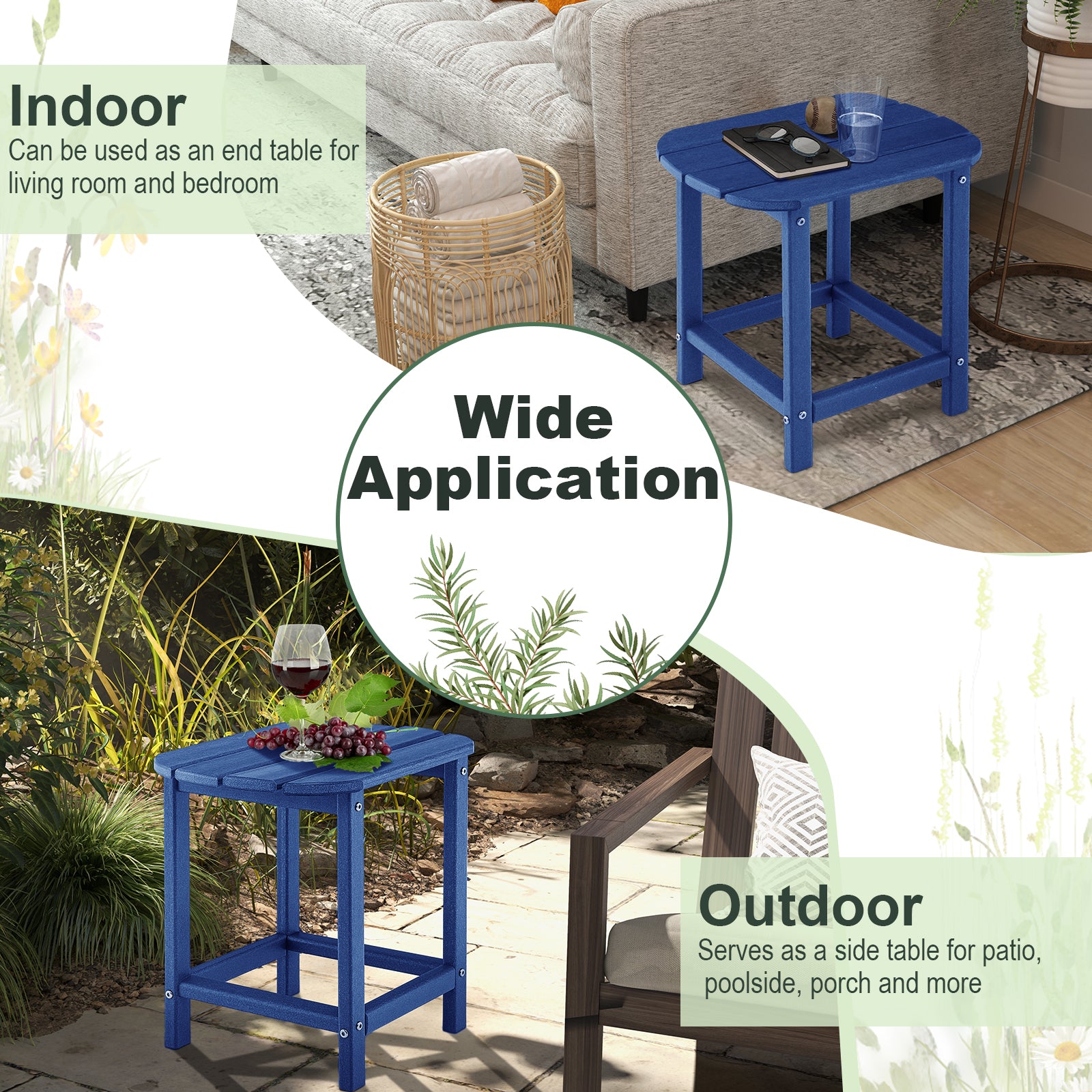 18 Inches Adirondack Outdoor Side Table, 2-Piece Set, Navy Patio Coffee Tables at Gallery Canada