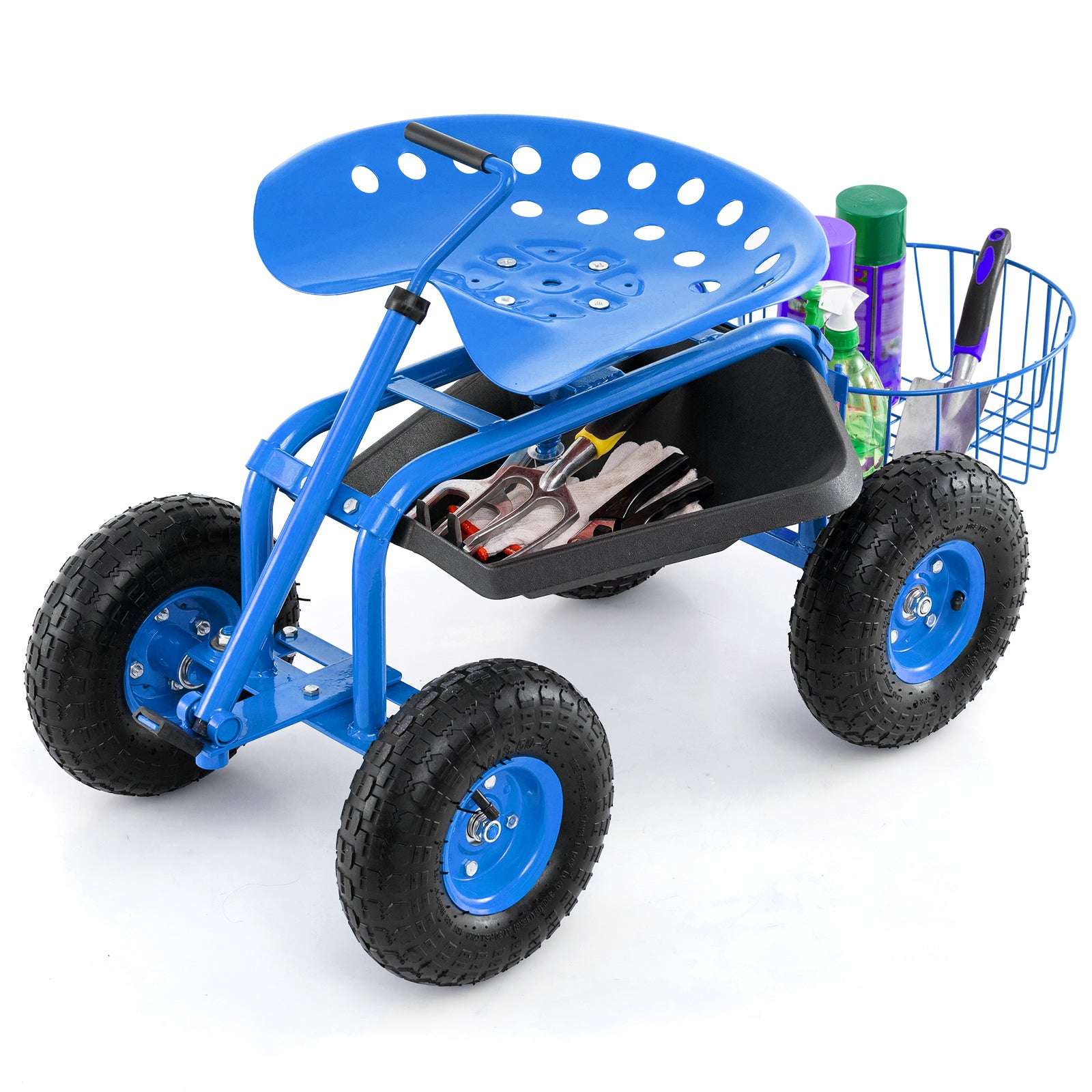 Extendable Handle Garden Cart, Rolling Wagon Scooter, Blue Garden Tools at Gallery Canada