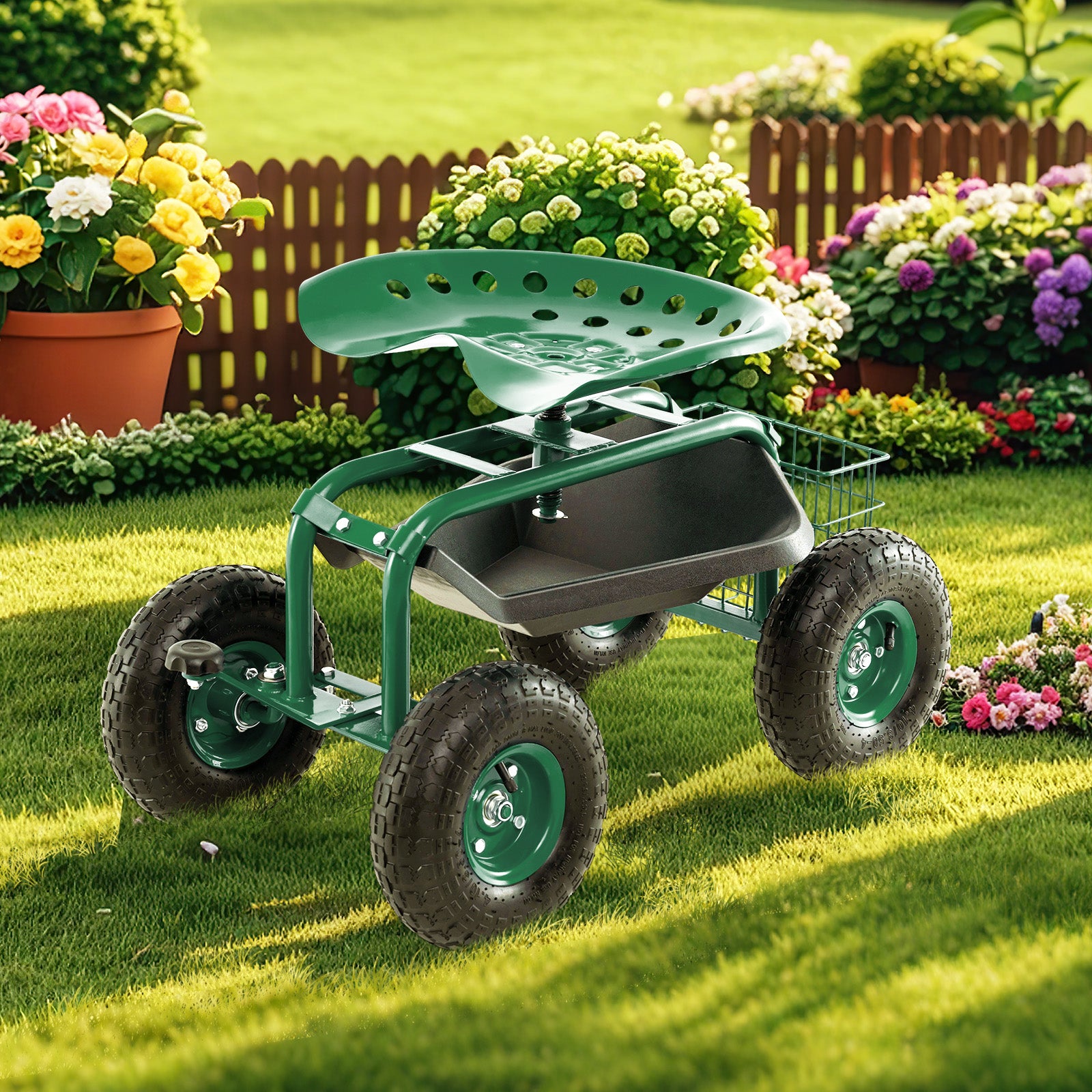 4-Wheel Rolling Garden Cart, Green Garden Carts at Gallery Canada