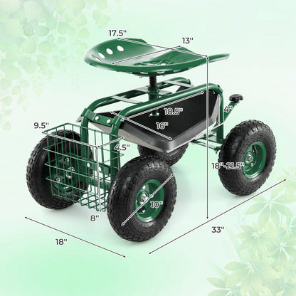 4-Wheel Rolling Garden Cart, Green Garden Carts at Gallery Canada