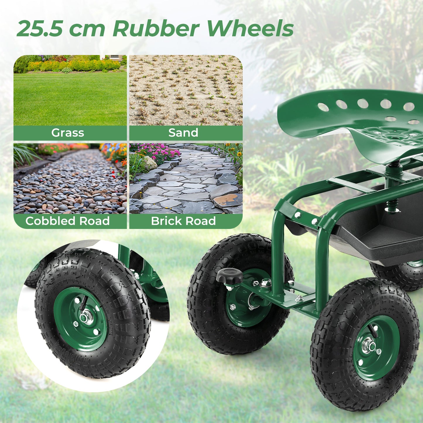 4-Wheel Rolling Garden Cart, Green Garden Carts at Gallery Canada