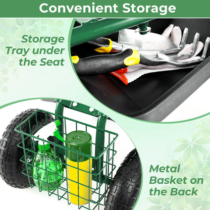 4-Wheel Rolling Garden Cart, Green Garden Carts at Gallery Canada