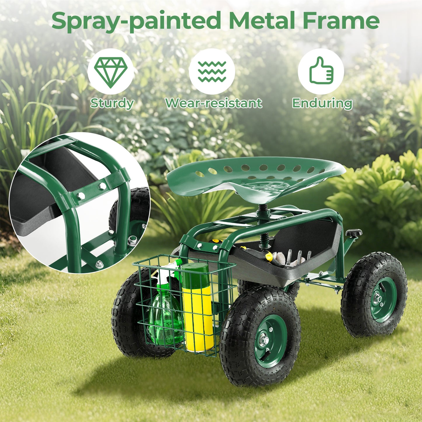 4-Wheel Rolling Garden Cart, Green Garden Carts at Gallery Canada