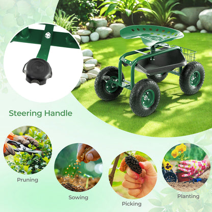 4-Wheel Rolling Garden Cart, Green Garden Carts at Gallery Canada