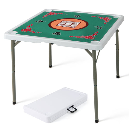 35 Inch 4 Player Folding Mahjong Table, Cup Holders, Light Green Game Room Light Green at Gallery Canada