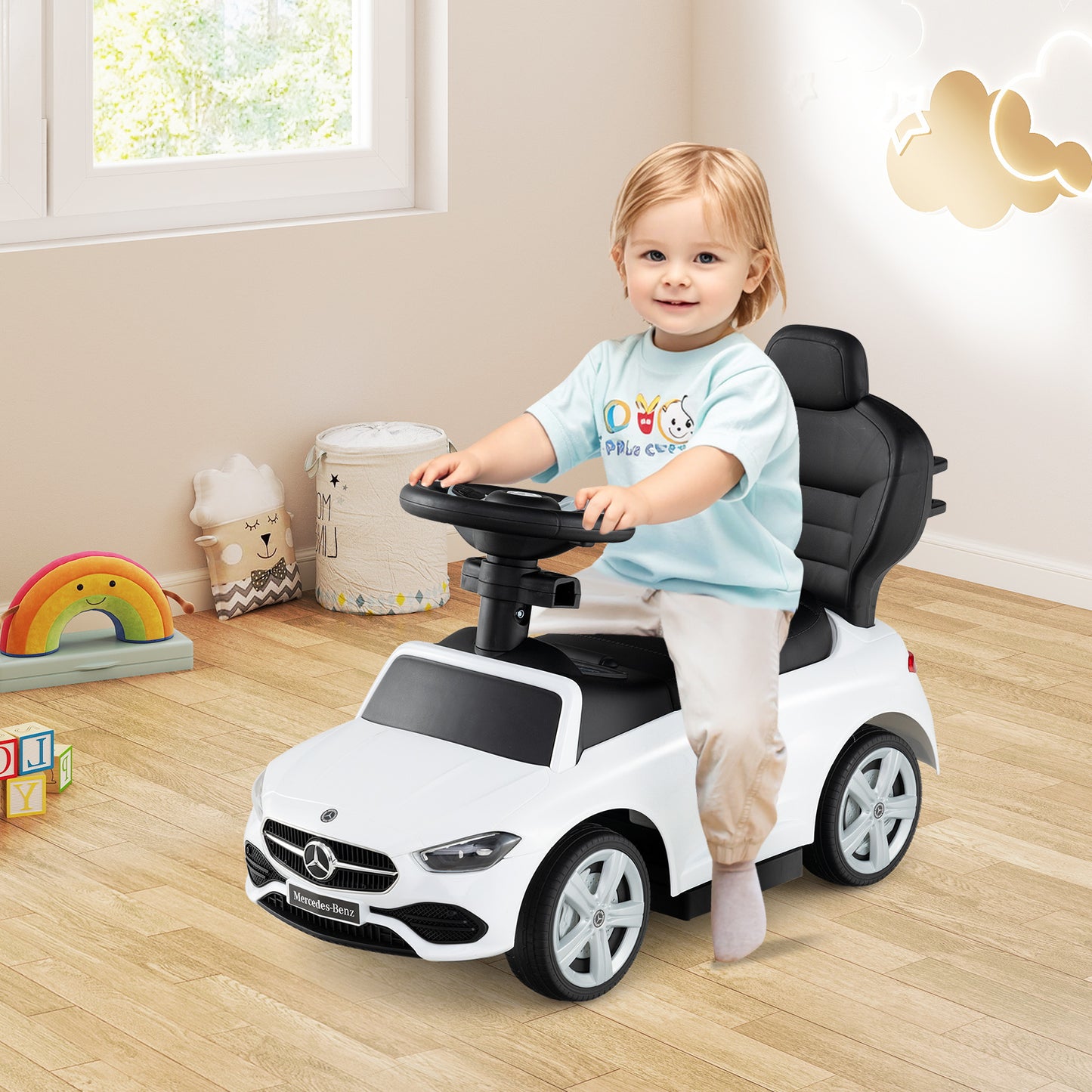 3-In-1 Ride On Push Car, With Canopy, White Push & Pedal Ride On Toys at Gallery Canada