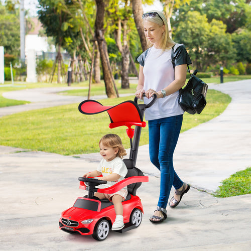3-In-1 Ride On Push Car, Sliding Canopy, Red