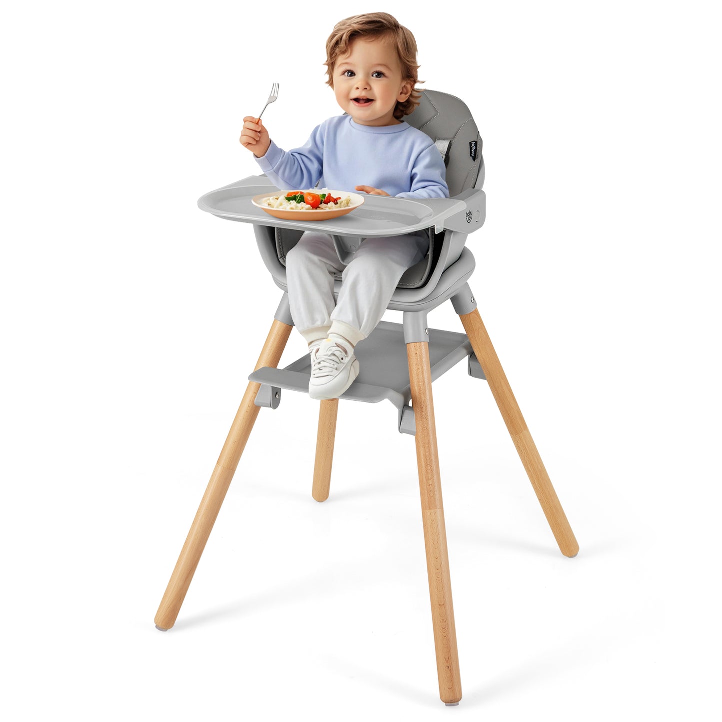 Convertible Highchair, 6 In 1, Safety Harness, Removable Tray, Gray High Chairs at Gallery Canada
