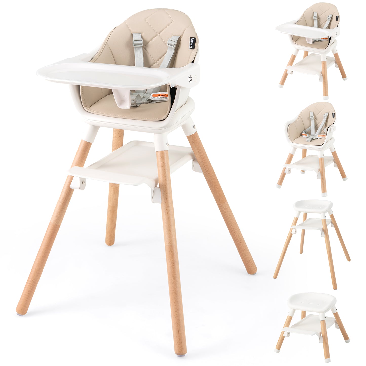 Convertible Highchair, Safety Harness, Removable Tray, Beige High Chairs at Gallery Canada