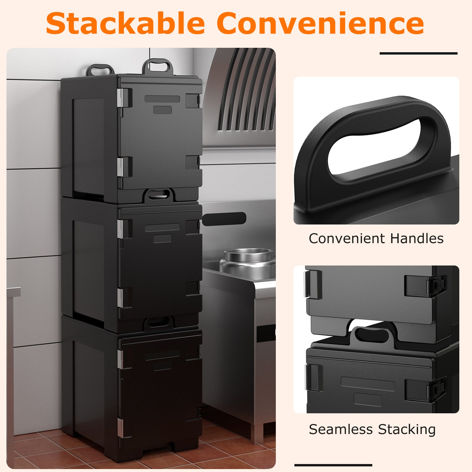 81 QT Hot Box Food Warmer, 5 Full-Size Pans, Handles Double Buckles, Black Food Warmers & Burners at Gallery Canada