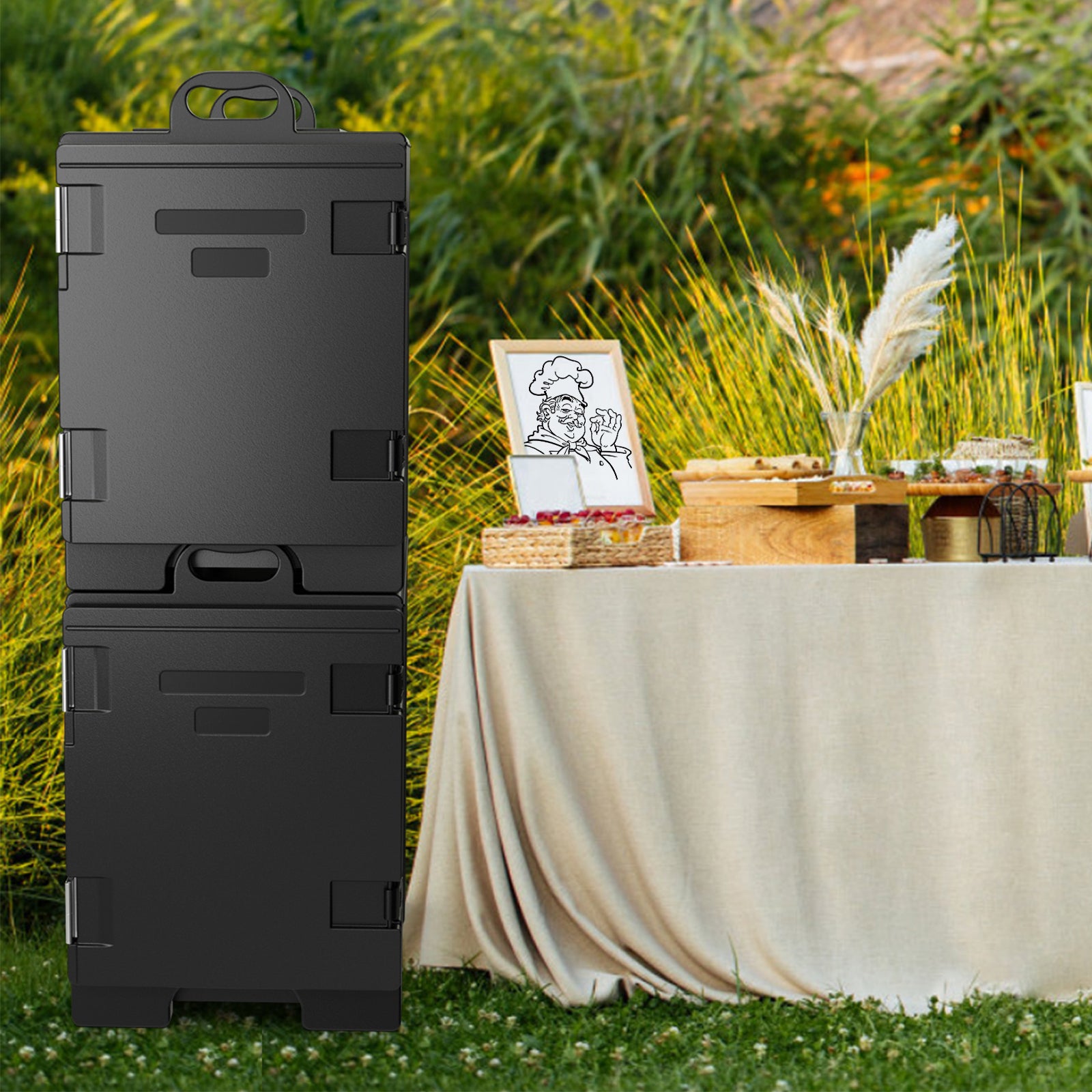 81 QT Hot Box Food Warmer, 5 Full-Size Pans, Handles Double Buckles, Black Food Warmers & Burners at Gallery Canada