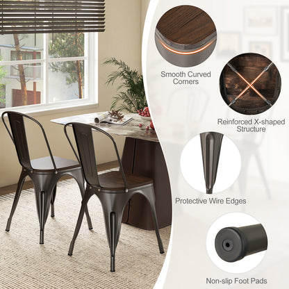 Metal Dining Chairs Set Of 4, Stackable Kitchen Chairs With Wood Seat Dining Chairs at Gallery Canada