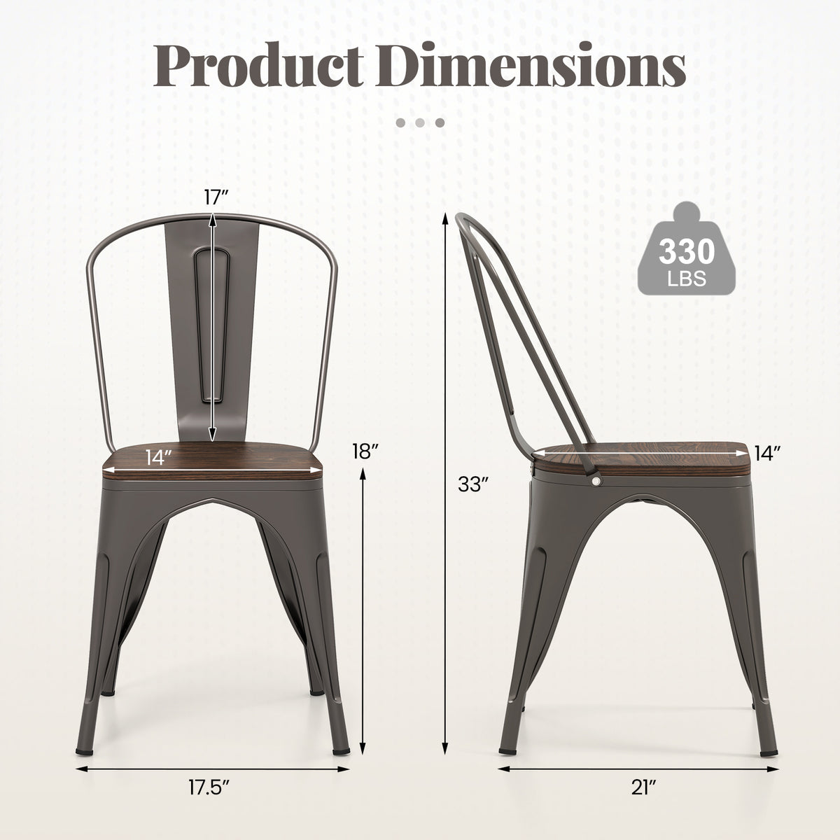 Metal Dining Chairs Set Of 4, Stackable Kitchen Chairs With Wood Seat Dining Chairs at Gallery Canada