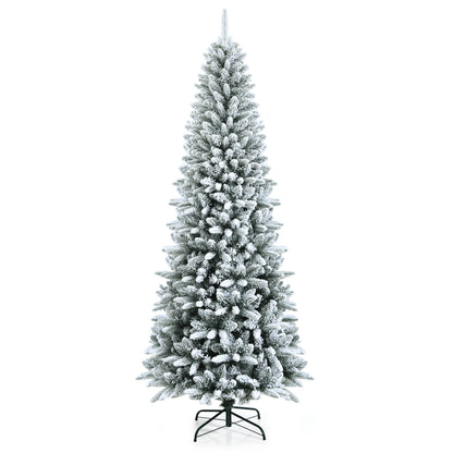 Artificial Christmas Pencil Tree, 7.5', Snow Flocked, Mixed Tips, White Christmas Tree at Gallery Canada