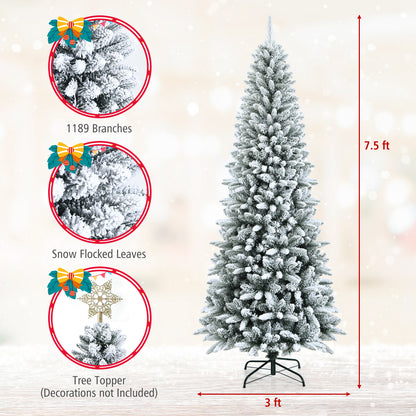 Artificial Christmas Pencil Tree, 7.5', Snow Flocked, Mixed Tips, White Christmas Tree at Gallery Canada