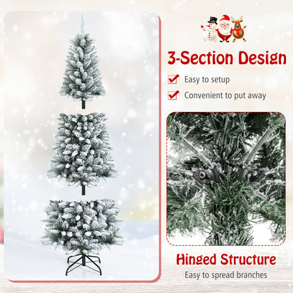 Artificial Christmas Pencil Tree, 7.5', Snow Flocked, Mixed Tips, White Christmas Tree at Gallery Canada