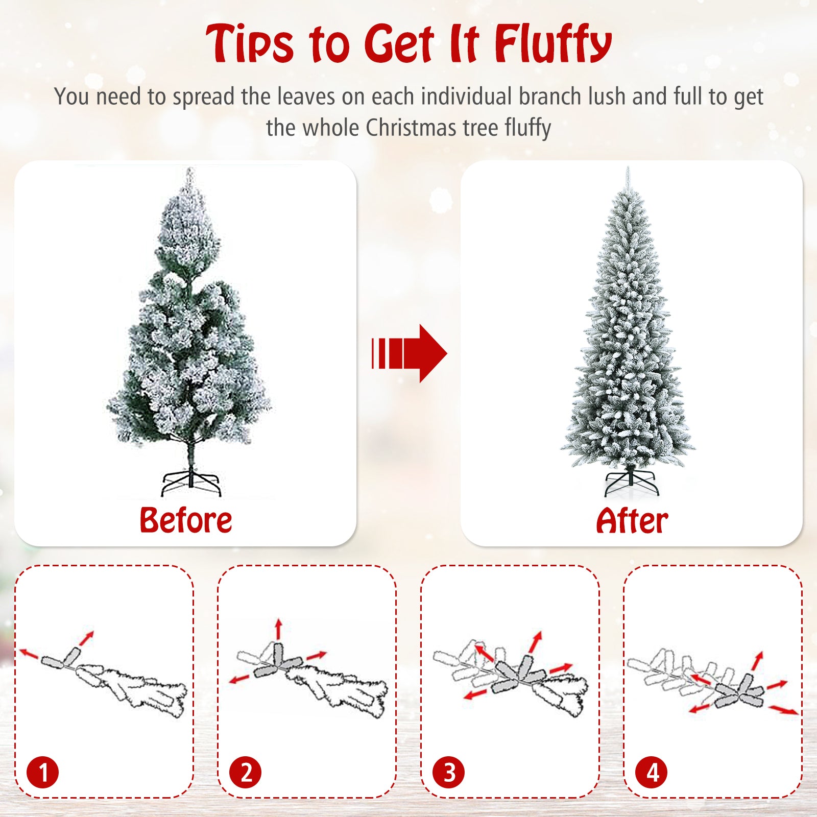 Artificial Christmas Pencil Tree, 7.5', Snow Flocked, Mixed Tips, White Christmas Tree at Gallery Canada