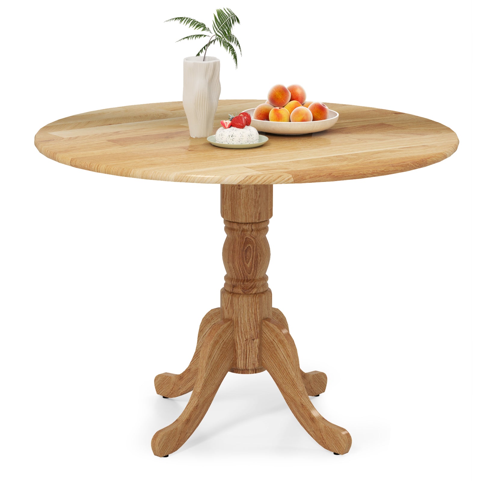 Wooden Dining Table, Round Tabletop, Curved Trestle Legs, Natural Dining Tables Natural at Gallery Canada