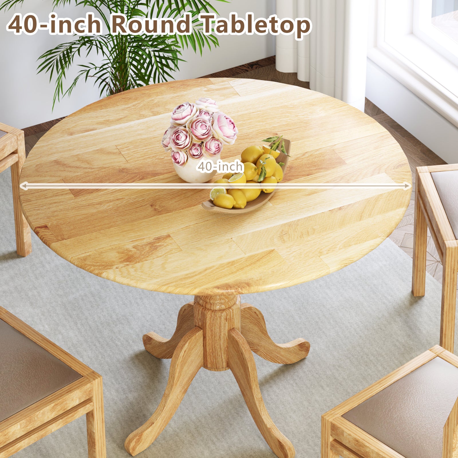 Wooden Dining Table, Round Tabletop, Curved Trestle Legs, Natural Dining Tables at Gallery Canada
