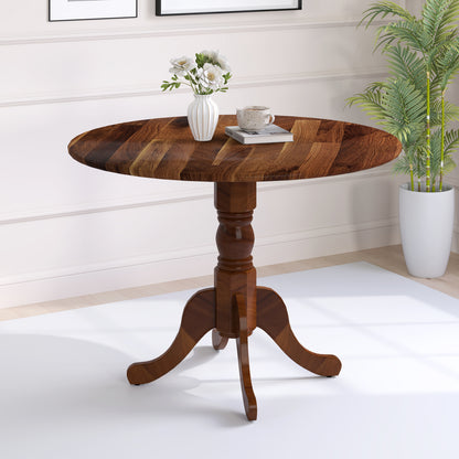 Wooden Dining Table, Round Tabletop, Curved Trestle Legs, Walnut Dining Tables at Gallery Canada