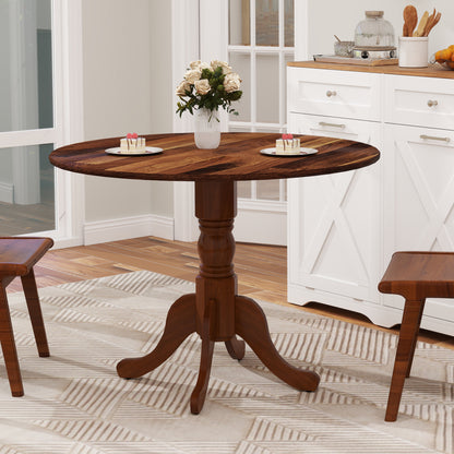 Wooden Dining Table, Round Tabletop, Curved Trestle Legs, Walnut Dining Tables at Gallery Canada