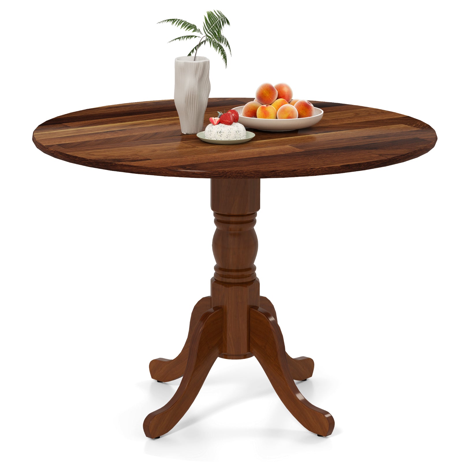 Wooden Dining Table, Round Tabletop, Curved Trestle Legs, Walnut Dining Tables Walnut at Gallery Canada