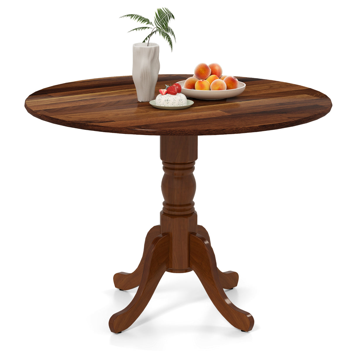 Wooden Dining Table, Round Tabletop, Curved Trestle Legs, Walnut Dining Tables Walnut at Gallery Canada