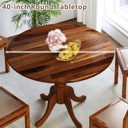 Wooden Dining Table, Round Tabletop, Curved Trestle Legs, Walnut Dining Tables at Gallery Canada