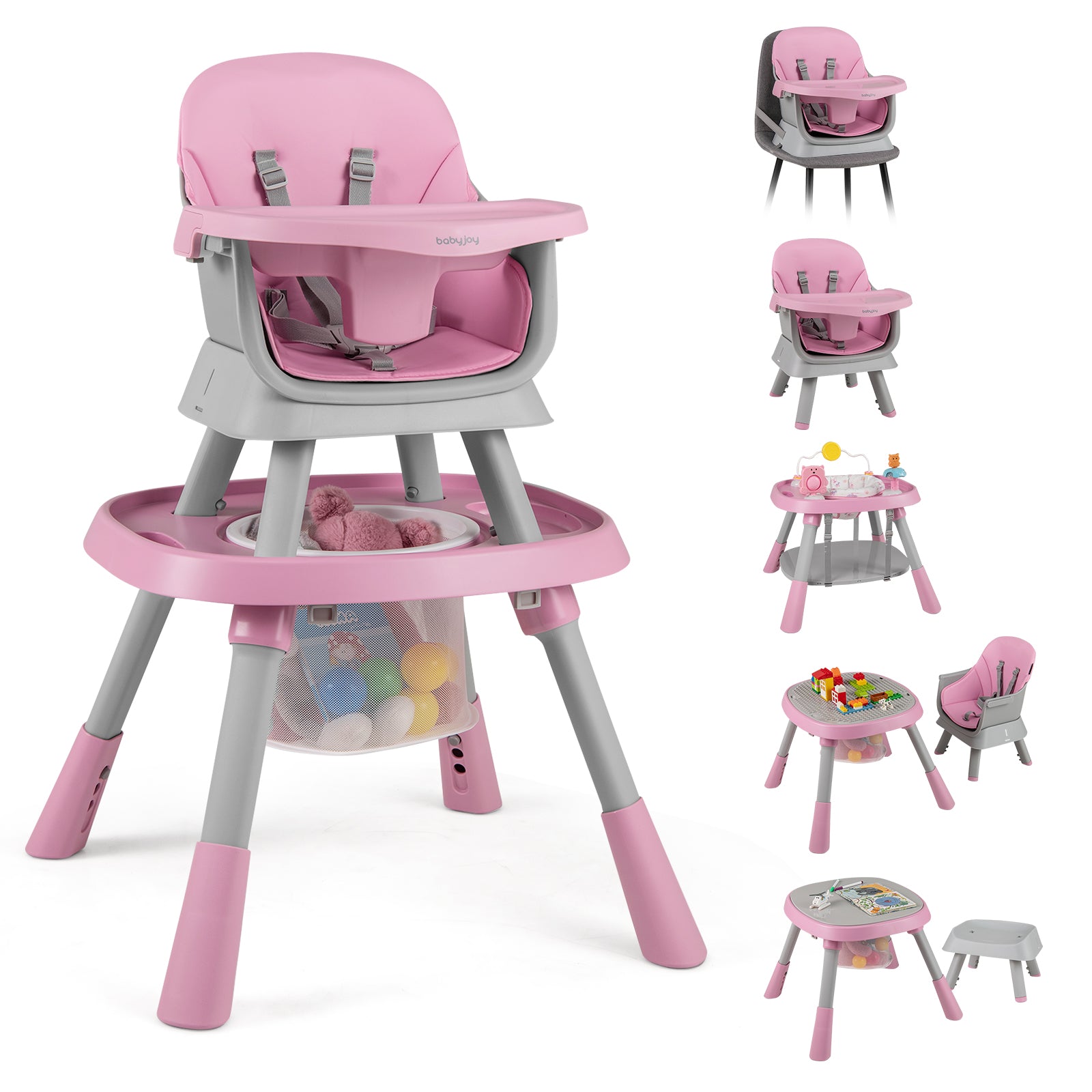 16-In-1 Baby High Chair With Activity Center, Booster Seat, Pink High Chairs Pink at Gallery Canada