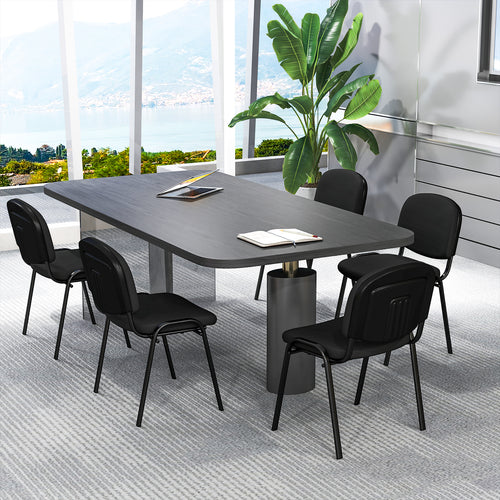Office Chair, Metal Frame, Padded Cushions, Set Of 5, Black