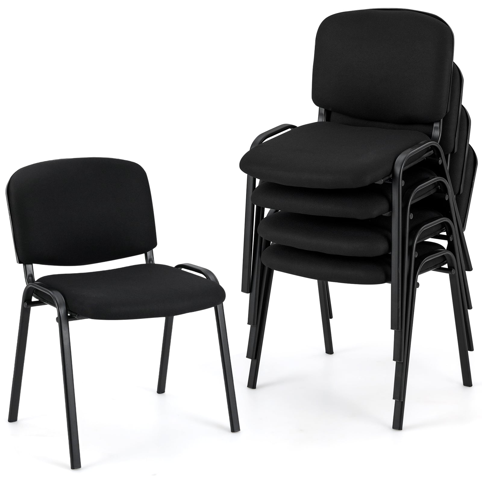 Office Chair, Metal Frame, Padded Cushions, Set Of 5, Black Conference Chairs Black at Gallery Canada