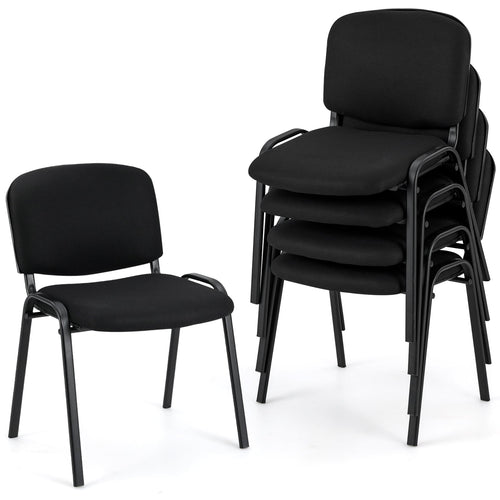 Office Chair, Metal Frame, Padded Cushions, Set Of 5, Black