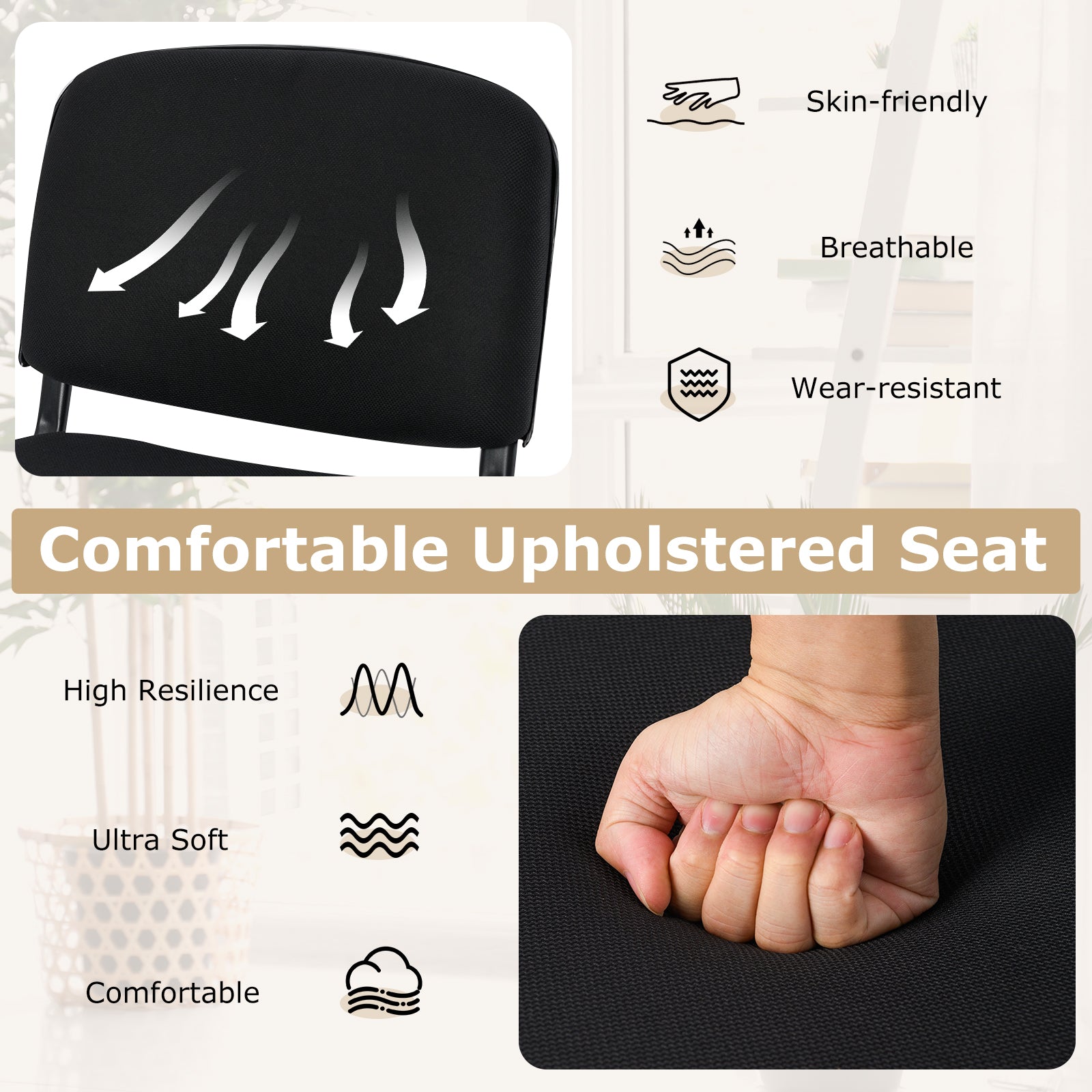 Office Chair, Metal Frame, Padded Cushions, Set Of 5, Black Conference Chairs at Gallery Canada