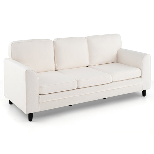 Upholstered Teddy Velvet 3-Seat Sofa, White Sofas & Loveseats White at Gallery Canada