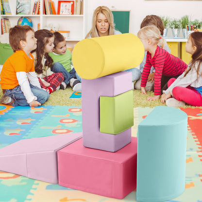 6 Pieces Foam Climbing Blocks, Indoor Playset, Macaron, Multicolor Climbers & Slides at Gallery Canada