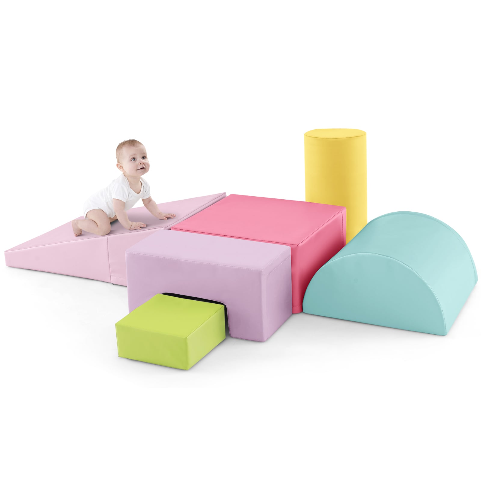 6 Pieces Foam Climbing Blocks, Indoor Playset, Macaron, Multicolor Climbers & Slides at Gallery Canada