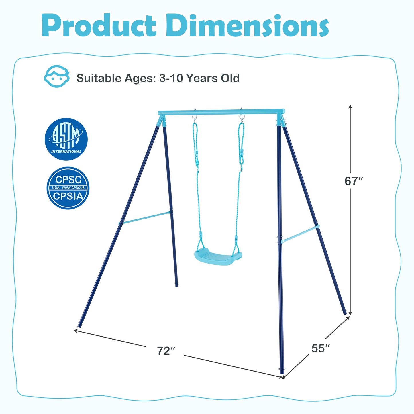 Heavy Duty Metal Toddler Swing Set With Stand, Blue Swing & Playsets at Gallery Canada
