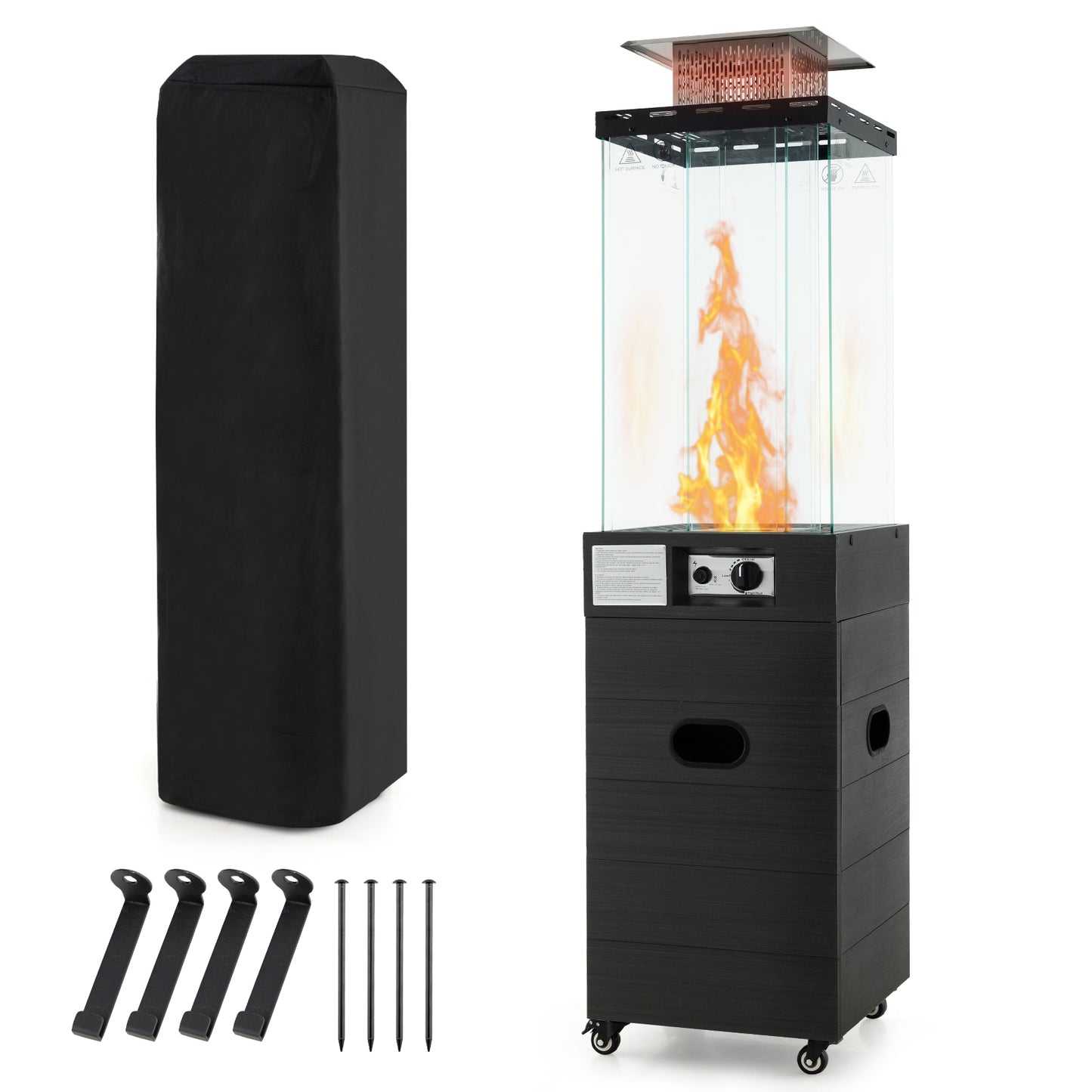 40000 BTU Outdoor Propane Gas Patio Heater, With Cover And Wheels, Black Patio Heaters Black at Gallery Canada