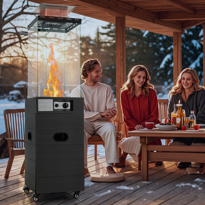 40000 BTU Outdoor Propane Gas Patio Heater, With Cover And Wheels, Black Patio Heaters at Gallery Canada