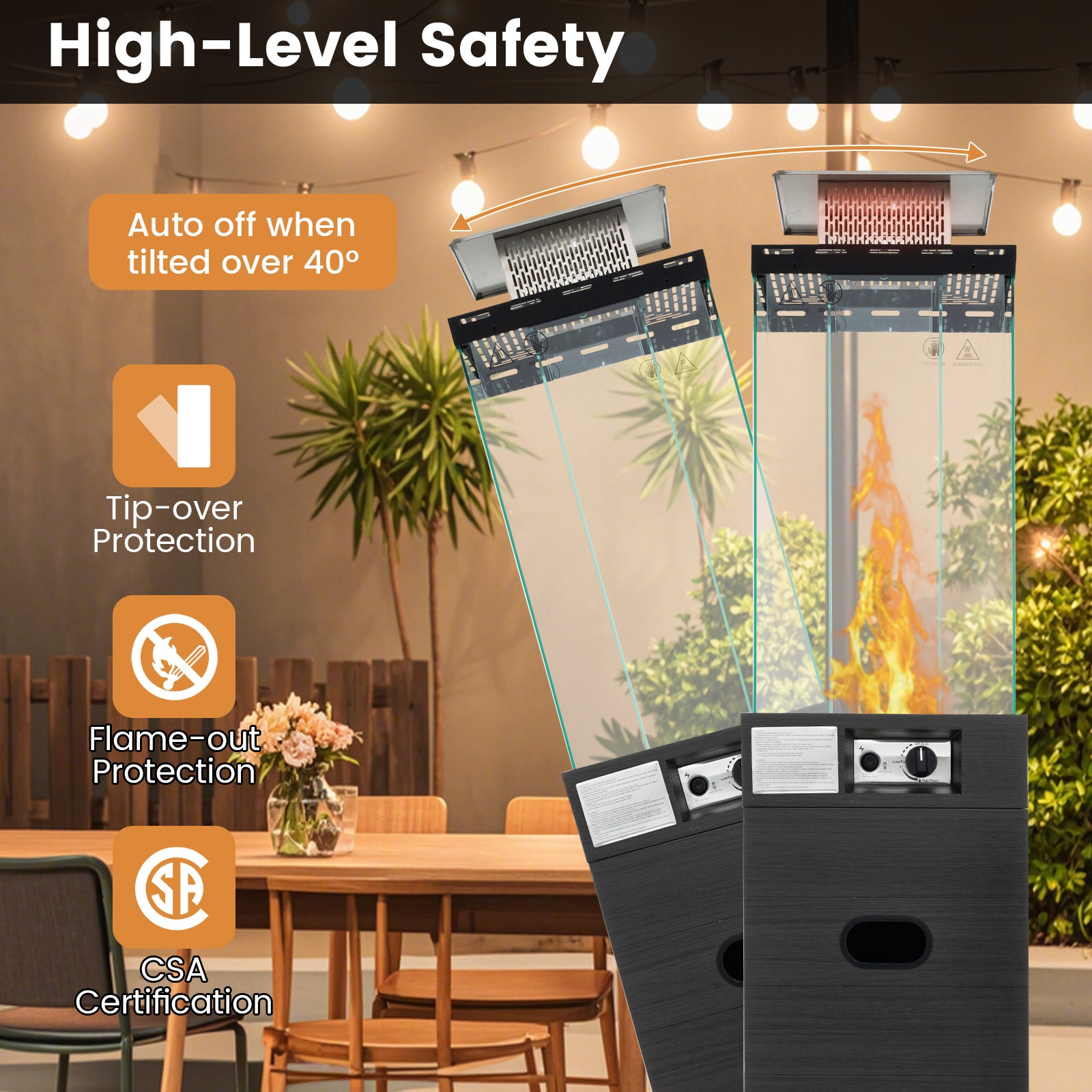 40000 BTU Outdoor Propane Gas Patio Heater, With Cover And Wheels, Black Patio Heaters at Gallery Canada