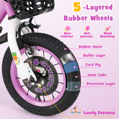 14 Inch Kids Bike, 3-5 Years, Adjustable Handlebar, Purple Kids Bike at Gallery Canada