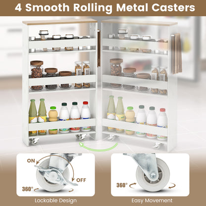Slim Rolling Kitchen Cart, Mobile Storage Organizer With Handle, White Kitchen Islands & Carts at Gallery Canada