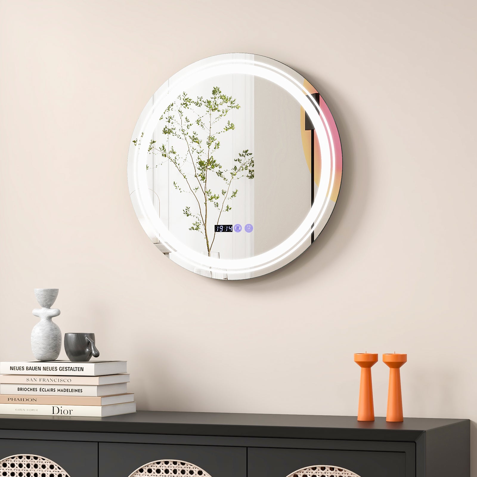 Anti-Fog Round LED Bathroom Mirror, S, 3 Color Lights, White Wall Mirrors at Gallery Canada