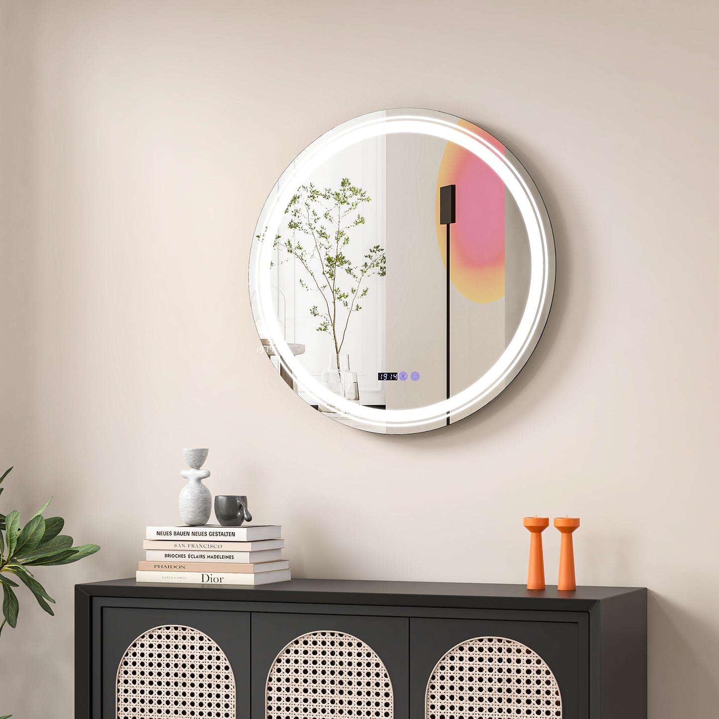 Anti-Fog Round LED Bathroom Mirror, L, 3 Color Lights, White Wall Mirrors at Gallery Canada