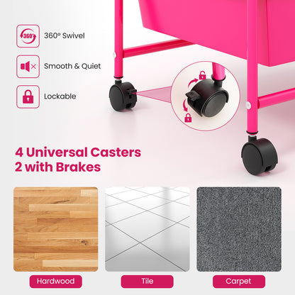 9-Drawer Rolling Storage Cart, Metal Frame, Light Pink File Cabinets at Gallery Canada
